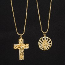 moda vintage círculo hueco oro laminado circón cruz Virgen colgante collar