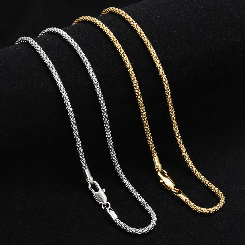 Cadena de grano de maíz chapado en oro laminado cadena de conservación del color collar accesorios de joyería cadena de perlas