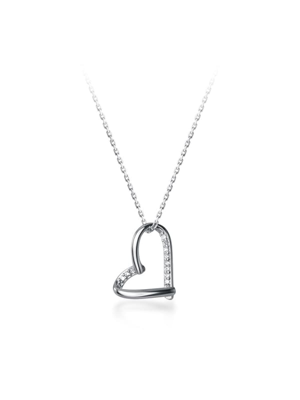 Collar minimalista de corazón de diamantes de imitación de plata de ley 925