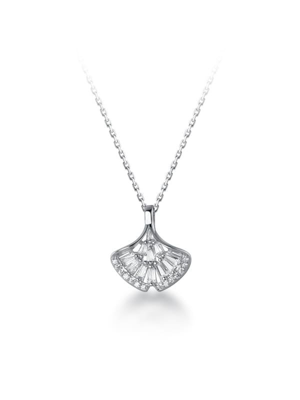 Collar minimalista de hoja de diamantes de imitación de plata de ley 925