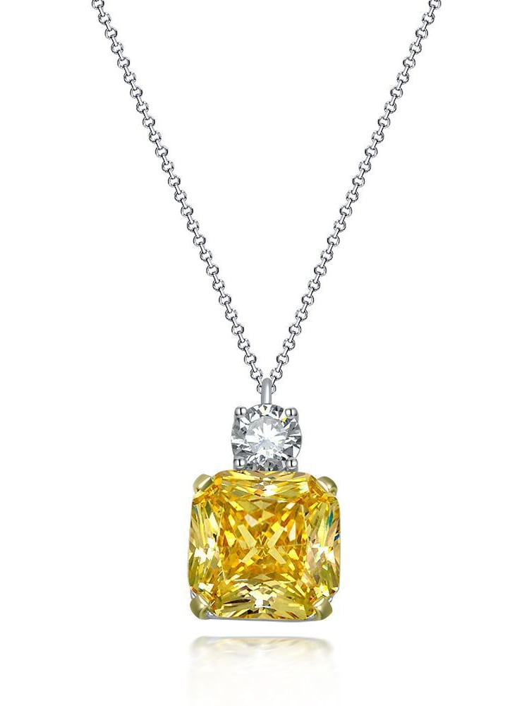 Collar de lujo geométrico amarillo de diamante de alto carbono de plata de ley 925