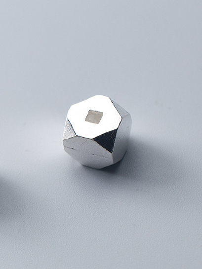 Plata de plata 925 con cuentas lisas geométricas simplistas chapadas en platino