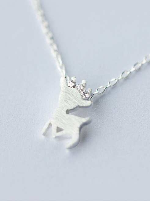 Collar de diamantes de imitación de plata S925 con forma de ciervo encantador para mujer