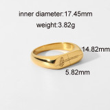 anillo tallado de acero inoxidable chapado en oro de moda al por mayor