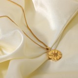 Mismo collar europeo y americano Collar colgante de flor tridimensional de oro de 18 quilates de acero inoxidable