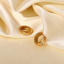 Pendientes en forma de anillo chapados en oro de 18 quilates de acero inoxidable con circonita cúbica blanca de nuevo estilo 2022