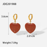 Nuevo estilo Pendientes colgantes en forma de corazón de acero inoxidable chapado en oro de 14 quilates