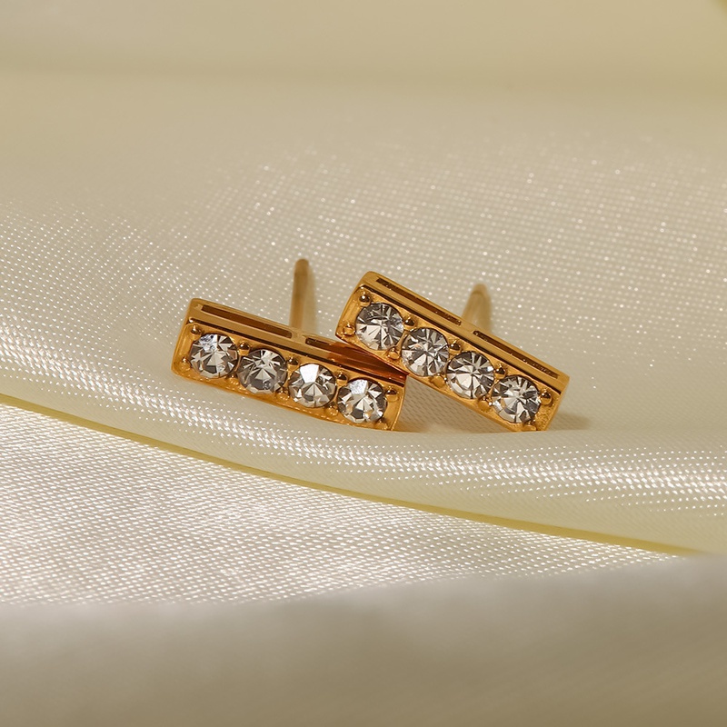 Aretes geométricos básicos de acero inoxidable Chapado en circonitas Pendientes de acero inoxidable