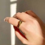 anillo de acero inoxidable electrochapado de rayo simple