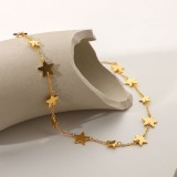 Collar de acero inoxidable chapado en oro de 18 quilates, collar de joyería hecho a mano con estrella de cinco puntas, venta al por mayor