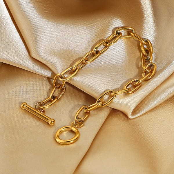 pulsera de acero inoxidable chapada en oro OT clásica de moda