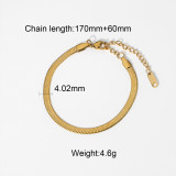 Joyería Pulsera de cadena cubana Serpiente plana apilada Pulsera de acero inoxidable chapada en oro de 18 quilates