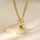 Nuevo collar de acero inoxidable con cadena cubana con hebilla OT de ágata verde en forma de corazón