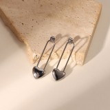 pendientes simples de acero de titanio pendientes de clip de papel de corazón de color de acero dorado de 14 quilates