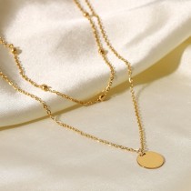 Collares en capas redondos de acero inoxidable de estilo simple Collares de acero inoxidable chapados en oro