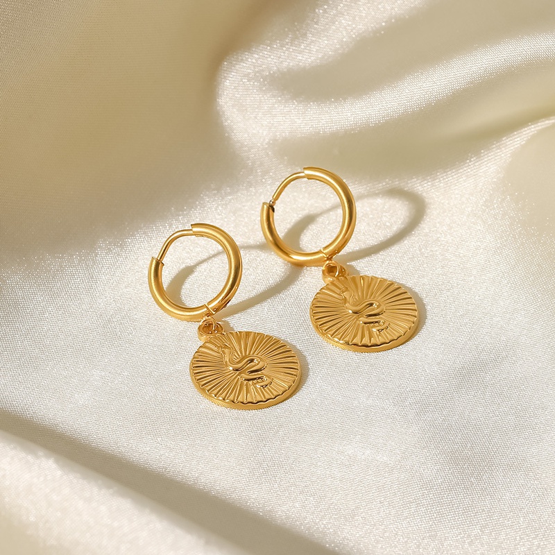 Pendientes casuales de serpiente de acero inoxidable Pendientes de acero inoxidable chapados en oro