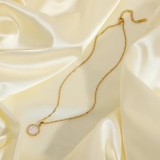 colgante de croissant de concha de moda collar de acero inoxidable chapado en oro de 18 quilates