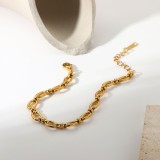 pulsera de cadena estrecha con hebilla cruzada Pulsera de moda de acero inoxidable chapada en oro de 18 quilates