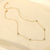 collar fino de perlas de turquesa de acero inoxidable chapado en oro de 18 quilates