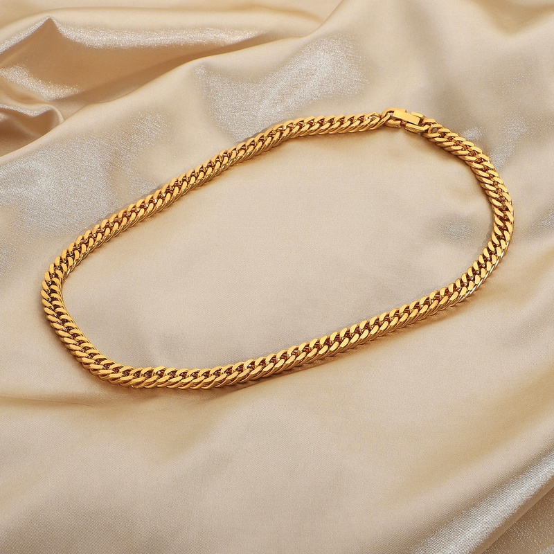 Collar de acero inoxidable chapado en oro de 18 kilates moda cubana