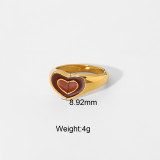 anillo de corazón de acero inoxidable de moda
