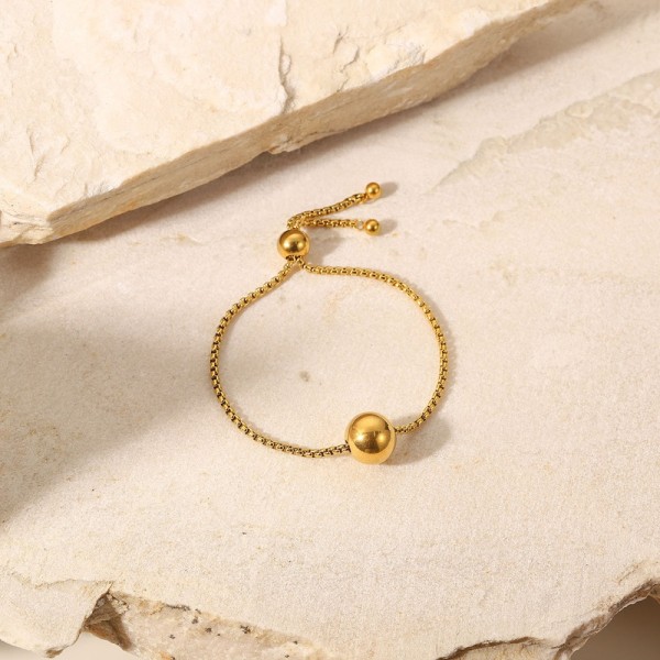 Pulsera de acero inoxidable con colgante de bola redonda chapada en oro de 18 quilates de nuevo estilo