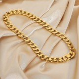 collar sencillo grande de acero inoxidable chapado en oro de 18 quilates