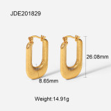 Pendientes de aro geométricos de oro de 18 quilates de acero de titanio simple para mujer