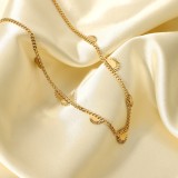 Collar retro de cadena cubana con borla de sol de acero inoxidable chapado en oro de 18 quilates