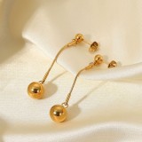 Pendientes de gotas para los oídos de acero inoxidable con bolas doradas pequeñas largas de oro de 18 quilates a la moda