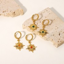 moda acero inoxidable chapado en oro de 18 quilates el pendientes joyería estrella de ocho puntas oreja gota