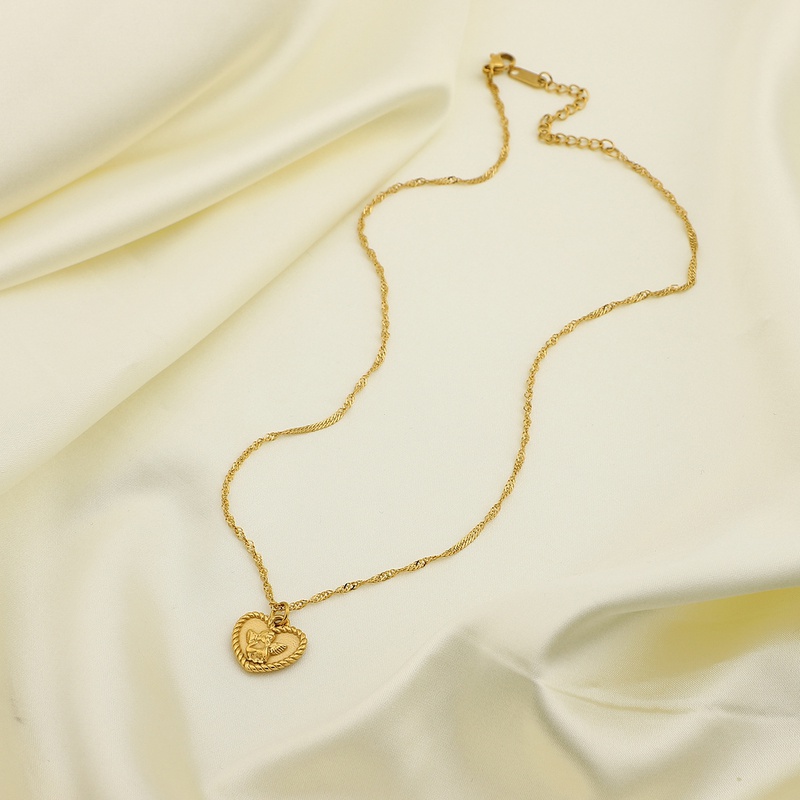Collar de acero inoxidable con corazón de Ángel romántico de Cupido Simple de 18 quilates, joyería al por mayor