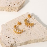 Cuentas de moda perla geométrica de acero inoxidable de tres capas mini pendientes en forma de perla