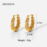 Moda retro doble giro ovalado 18K oro acero inoxidable pendientes en forma de U para mujer