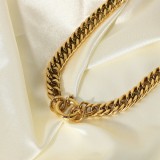 collar sencillo de cadena compacta de acero inoxidable chapado en oro de 18 quilates