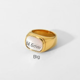 Anillo de acero inoxidable de concha blanca rectangular de moda