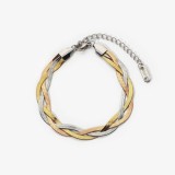 pulsera de cuerda de cadena de serpiente de tres hilos de oro de 18 quilates chapada en acero inoxidable simple de moda