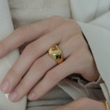 estilo de moda nuevo anillo de acero inoxidable chapado en oro