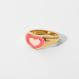 anillo de corazón de acero inoxidable de moda