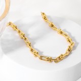 Collar de cadena en forma de U de acero inoxidable chapado en oro de 18 quilates a la moda, joyería al por mayor