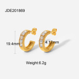 2022 nuevos pendientes de acero inoxidable de moda de oro de 18 quilates con forma de diamante