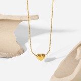 Nuevo collar de acero inoxidable con colgante de corazón chapado en oro de 18 quilates
