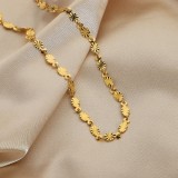 collar clásico de acero inoxidable chapado en oro con pétalos ovalados dorados