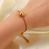 Pulsera de acero inoxidable con colgante de bola redonda chapada en oro de 18 quilates de nuevo estilo