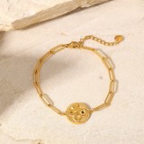 Pulsera de acero inoxidable de oro de 18 quilates con cadena cruzada de marca redonda en relieve en forma de serpiente de moda