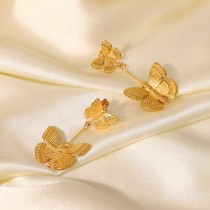 Pendientes de acero inoxidable de oro de 18 quilates con colgante de mariposa de moda para mujer