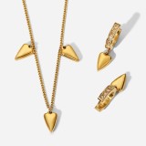 Collar de acero inoxidable con colgante de corazón de oro de 14 quilates simple a la moda, pendientes de circonio