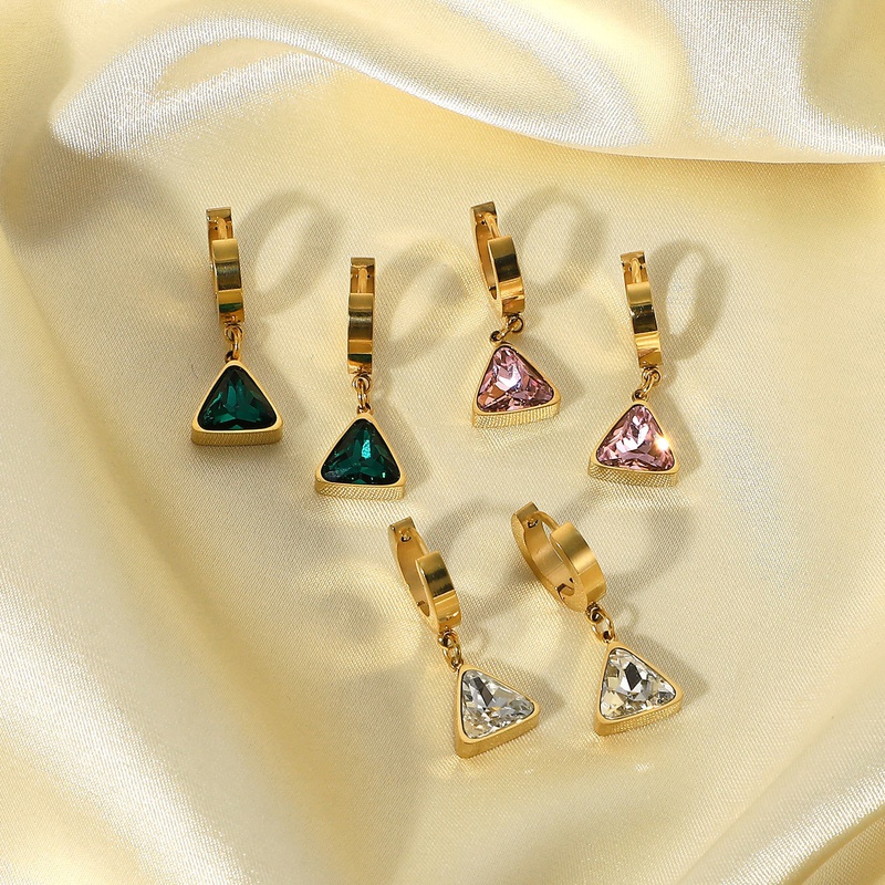 Joyas triangulares de acero inoxidable, pendientes colgantes de piedras preciosas, joyas