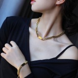 Collar de acero inoxidable chapado en oro de 18 quilates de moda punk cubana