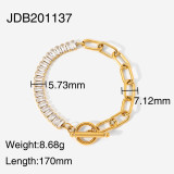 Europeo y americano Ins Estilo simple y versátil Estilo frío Exagerado OT Cadena de diseño de molde separable Titanio Acero 18K Pulsera Adorno para mujer